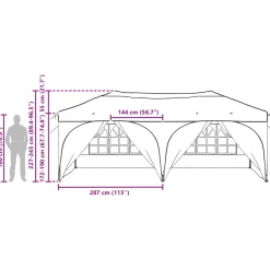 vidaXL Pop-up partytent 575 x 288 x 245 cm Zwart Oxford Stof