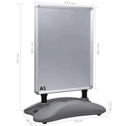 vidaXL Posterstandaard A1 waterdicht aluminiumlegering grijs