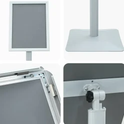 vidaXL Posterstandaard met voet 32,5 x 27 x 126 cm Gietijzer zilver