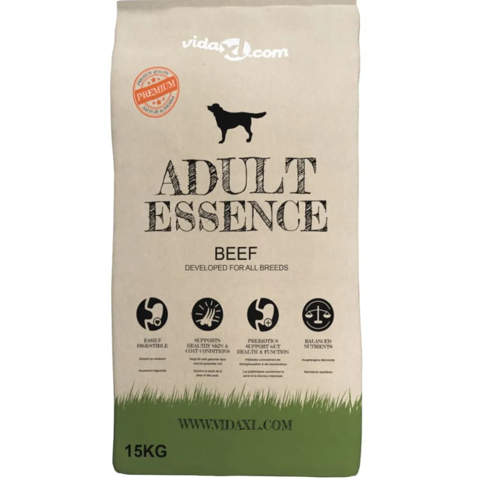 vidaXL Premium hondenvoer droog Adult Essence Beef 15 kg