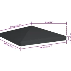 vidaXL Prieeldak 310 g/m² 3x3 m grijs