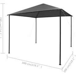 vidaXL Prieel 180 g/m² 3x3 m stof en staal antraciet