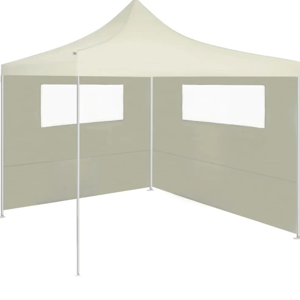 vidaXL Prieelzijwand met ramen 6x2 m crèmekleurig