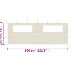 vidaXL Prieelzijwand met ramen 6x2 m crèmekleurig