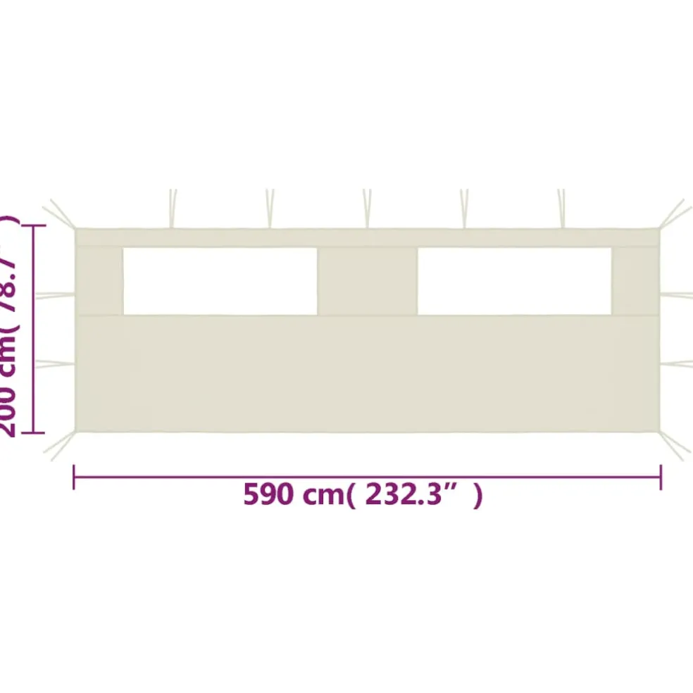 vidaXL Prieelzijwand met ramen 6x2 m crèmekleurig