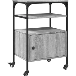 vidaXL Printerkastje 3-laags 50x40x76 cm bewerkt hout grijs sonoma