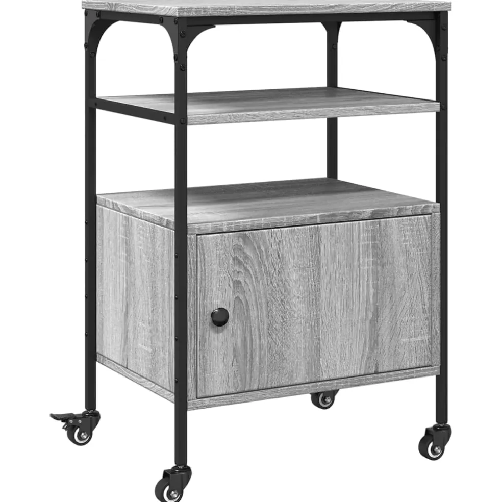 vidaXL Printerkastje 3-laags 50x40x76 cm bewerkt hout grijs sonoma