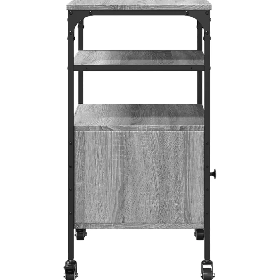 vidaXL Printerkastje 3-laags 50x40x76 cm bewerkt hout grijs sonoma