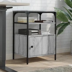 vidaXL Printerkastje 3-laags 50x40x76 cm bewerkt hout grijs sonoma