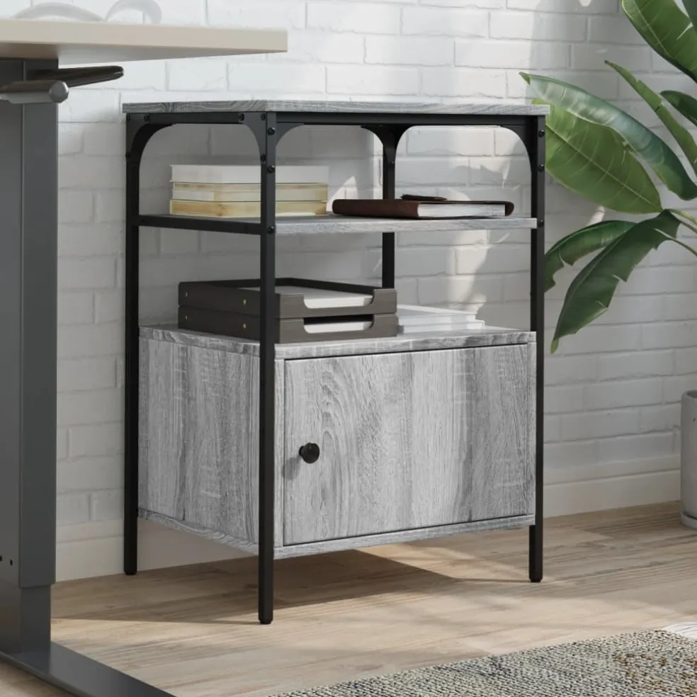 vidaXL Printerkastje 3-laags 50x40x76 cm bewerkt hout grijs sonoma