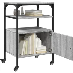 vidaXL Printerkastje 3-laags 50x40x76 cm bewerkt hout grijs sonoma