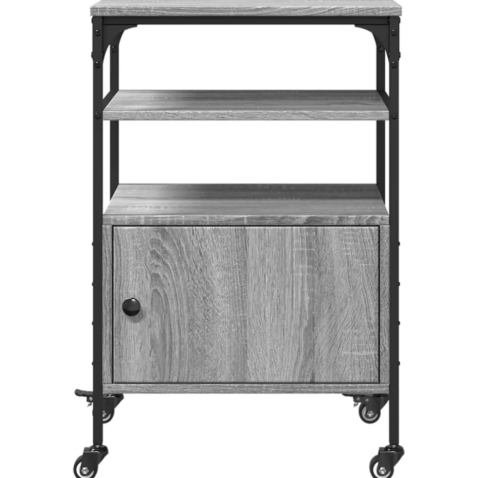 vidaXL Printerkastje 3-laags 50x40x76 cm bewerkt hout grijs sonoma