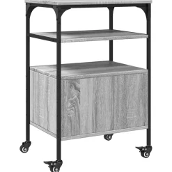 vidaXL Printerkastje 3-laags 50x40x76 cm bewerkt hout grijs sonoma