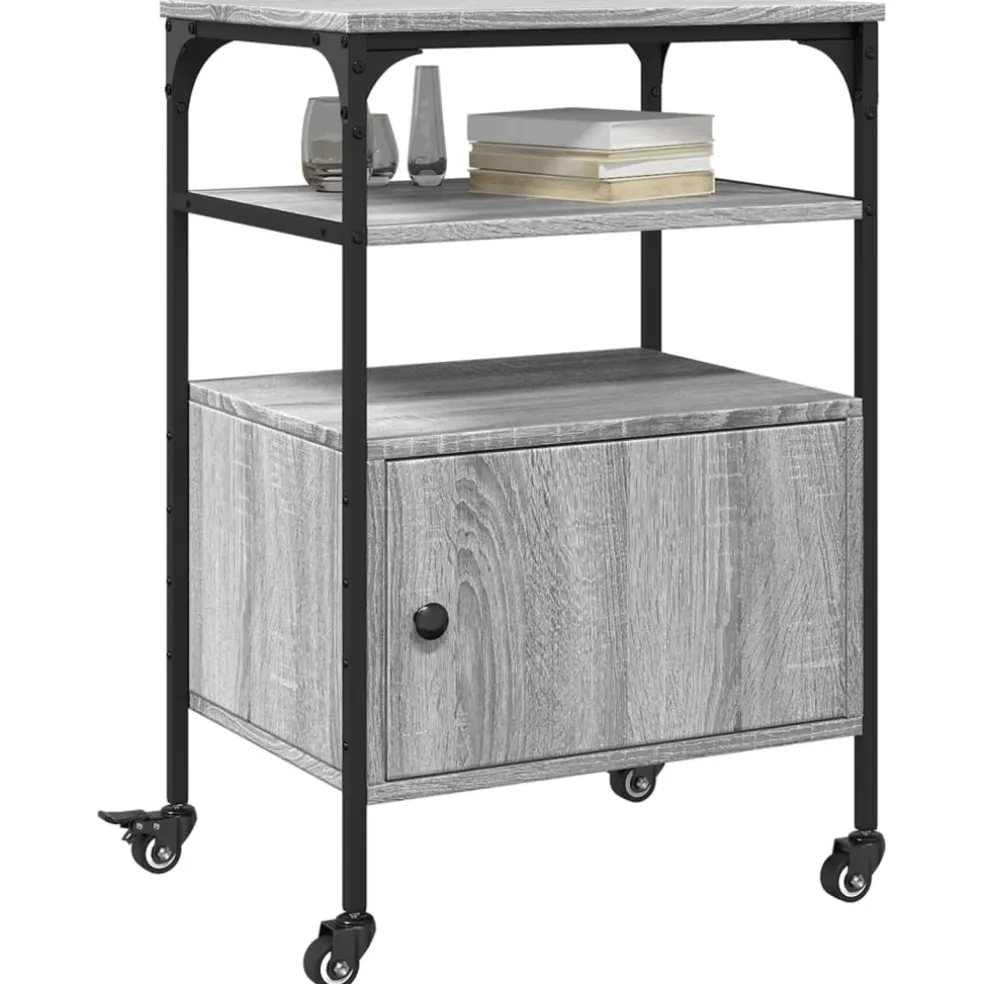 vidaXL Printerkastje 3-laags 50x40x76 cm bewerkt hout grijs sonoma