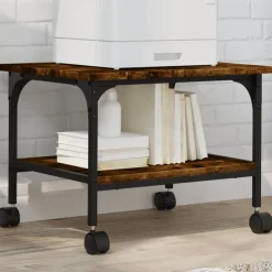 vidaXL Printerkastje 2-laags 50x40x38 cm bewerkt hout gerookt eiken