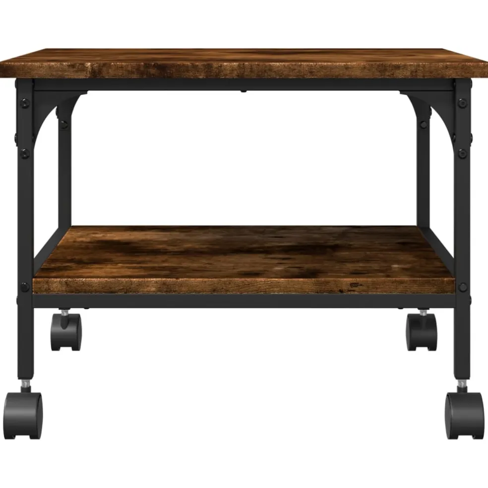 vidaXL Printerkastje 2-laags 50x40x38 cm bewerkt hout gerookt eiken
