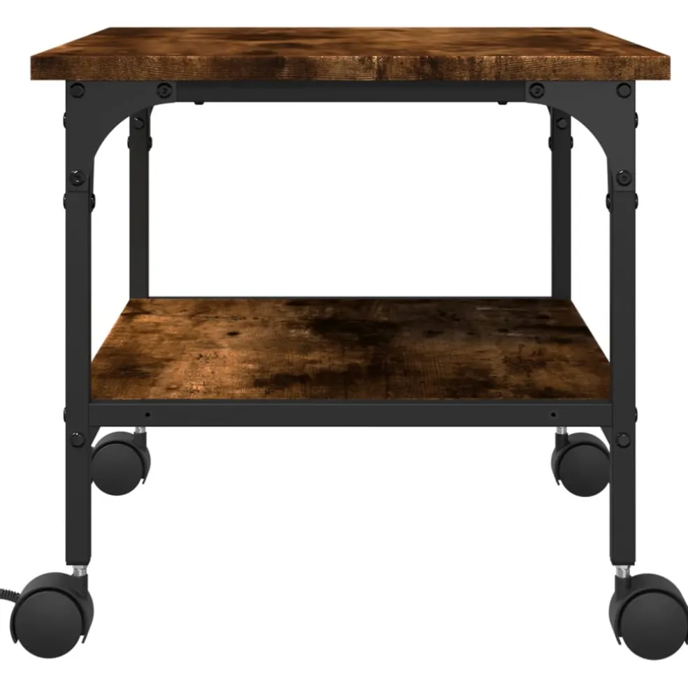 vidaXL Printerkastje 2-laags 50x40x38 cm bewerkt hout gerookt eiken