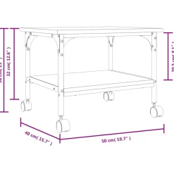 vidaXL Printerkastje 2-laags 50x40x38 cm bewerkt hout grijs sonoma