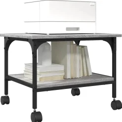vidaXL Printerkastje 2-laags 50x40x38 cm bewerkt hout grijs sonoma