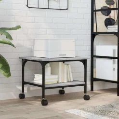 vidaXL Printerkastje 2-laags 50x40x38 cm bewerkt hout grijs sonoma