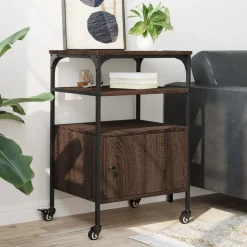 vidaXL Printerkastje 3-laags 50x40x76 cm bewerkt hout bruin eiken