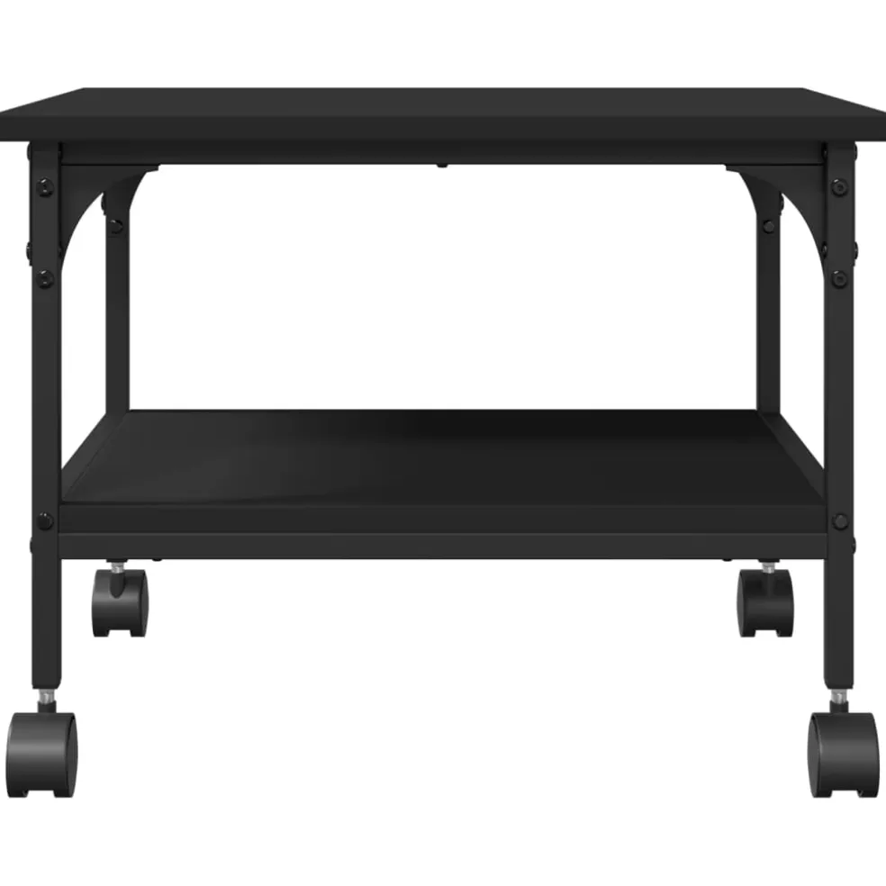 vidaXL Printerkastje 2-laags 50x40x38 cm bewerkt hout zwart