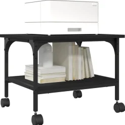 vidaXL Printerkastje 2-laags 50x40x38 cm bewerkt hout zwart