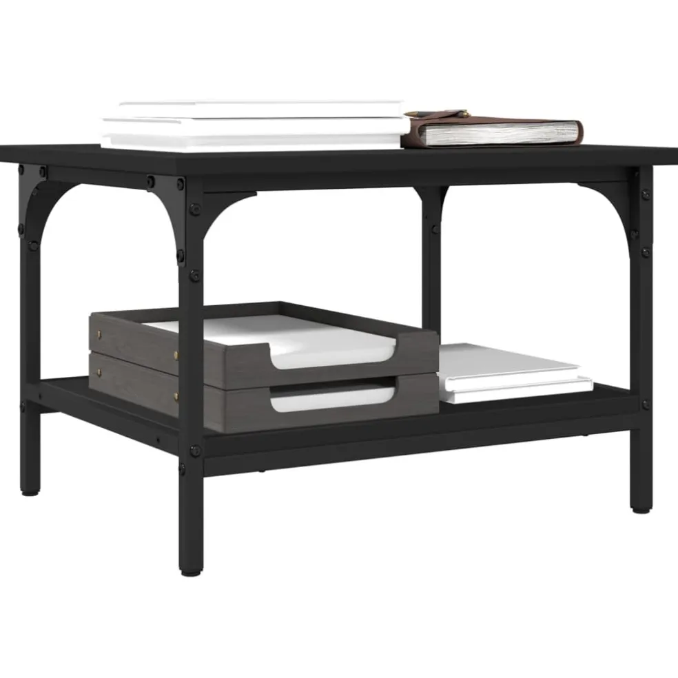 vidaXL Printerkastje 2-laags 50x40x38 cm bewerkt hout zwart