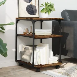 vidaXL Printerkastje 3-laags 43x48x64 cm bewerkt hout gerookt eiken