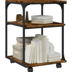vidaXL Printerkastje 3-laags 43x48x64 cm bewerkt hout gerookt eiken