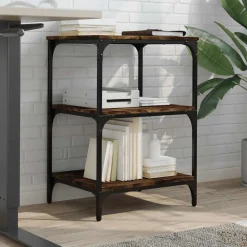vidaXL Printerkastje 3-laags 50x41x75 cm bewerkt hout gerookt eiken