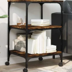 vidaXL Printerkastje 3-laags 50x41x75 cm bewerkt hout gerookt eiken
