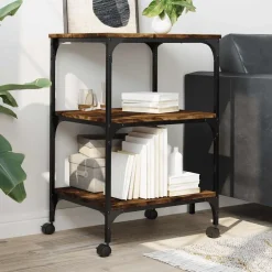 vidaXL Printerkastje 3-laags 50x41x75 cm bewerkt hout gerookt eiken