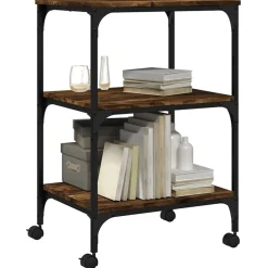 vidaXL Printerkastje 3-laags 50x41x75 cm bewerkt hout gerookt eiken