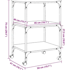 vidaXL Printerkastje 3-laags 50x41x75 cm bewerkt hout gerookt eiken