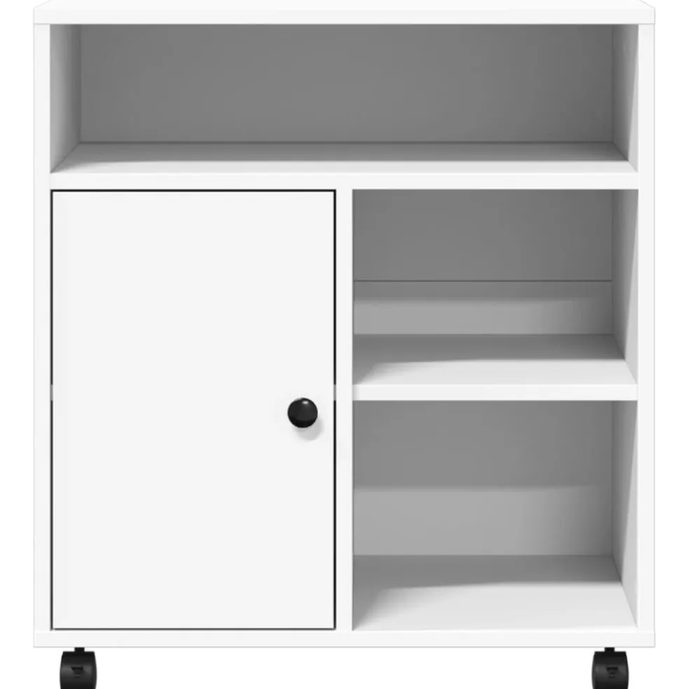 vidaXL Printerkastje met wielen 60x50x67 cm wit