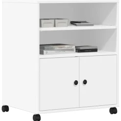 vidaXL Printerkastje met wielen 60x48x74 cm wit