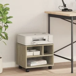 vidaXL Printerkastje met wielen 60x50x67 cm sonoma eikenkleurig