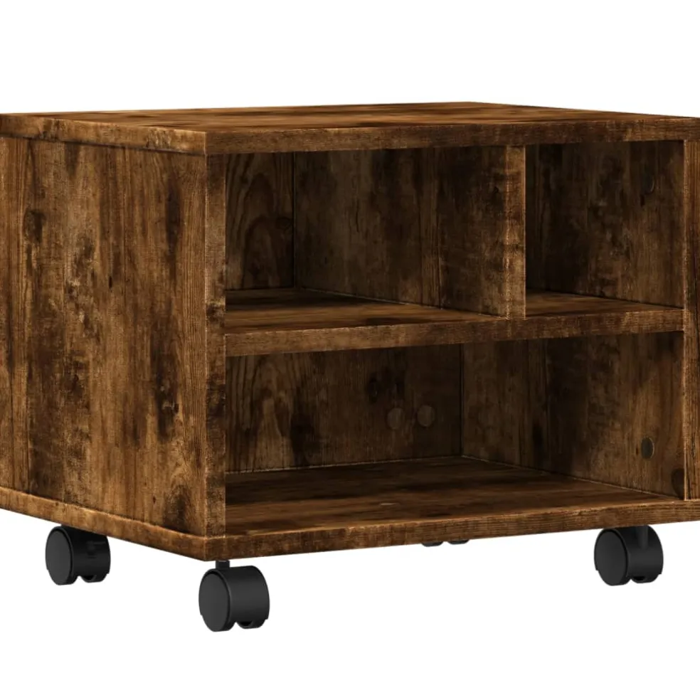vidaXL Printerkastje met wielen 41x32x48 cm wit