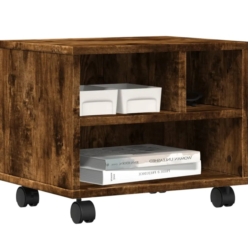 vidaXL Printerkastje met wielen 41x32x48 cm wit