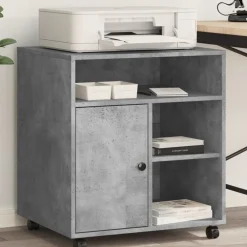 vidaXL Printerkastje met wielen 60x50x67 cm betongrijs
