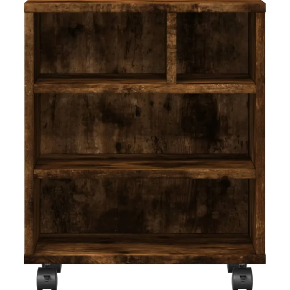 vidaXL Printerkastje met wielen 41x32x48 cm gerookt eikenkleurig