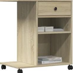 vidaXL Printerkastje met wielen 60x40x68,5 cm sonoma eikenkleurig