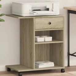 vidaXL Printerkastje met wielen 60x40x68,5 cm sonoma eikenkleurig