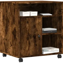 vidaXL Printerkastje met wielen 60x50x67 cm gerookt eikenkleurig