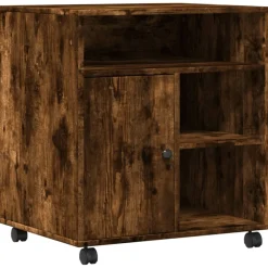 vidaXL Printerkastje met wielen 60x50x67 cm gerookt eikenkleurig