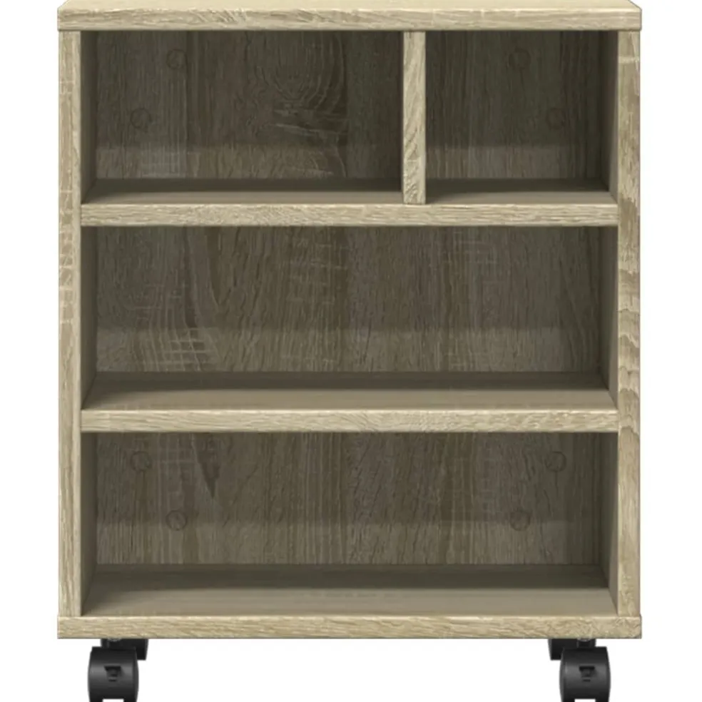 vidaXL Printerkastje met wielen 41x32x48 cm sonoma eikenkleurig