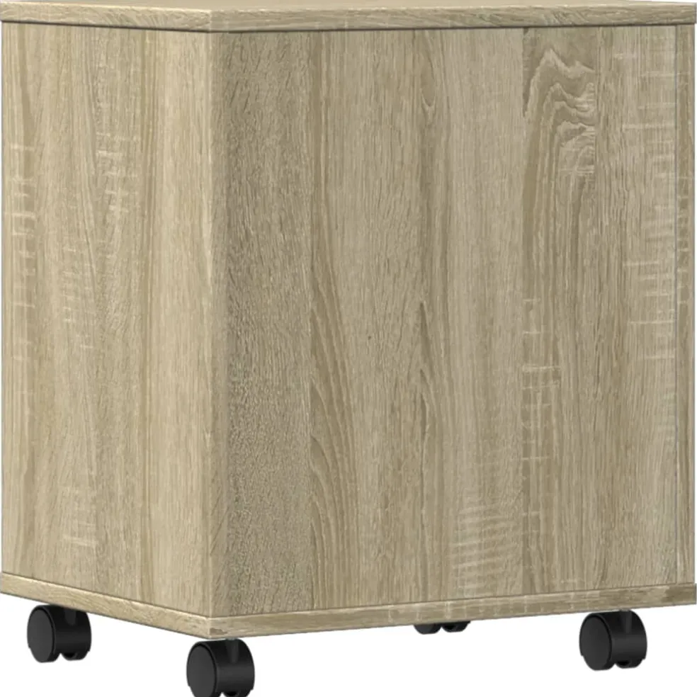 vidaXL Printerkastje met wielen 41x32x48 cm sonoma eikenkleurig