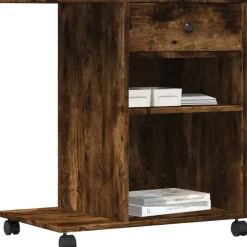 vidaXL Printerkastje met wielen 60x40x68,5 cm gerookt eikenkleurig