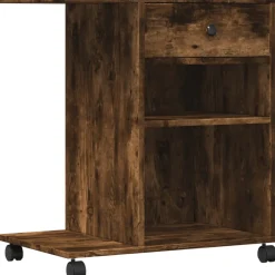 vidaXL Printerkastje met wielen 60x40x68,5 cm gerookt eikenkleurig
